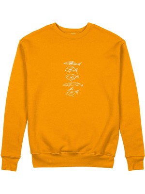 The Lucid Lab Sketches Of Fish Sweatshirt - Turuncu