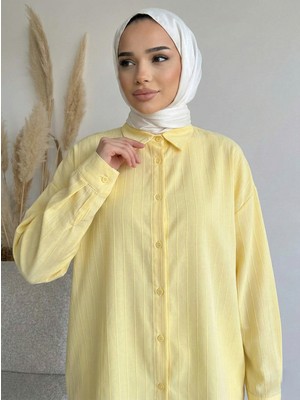 Miostil Kendinden Çizgili Tunik-Sarı
