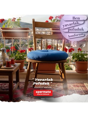 Xpermate Pofidik Yuvarlak Sandalye Minderi Su Yağ İtici Yumuşak Dolgulu Minder Mutfak Balkon Bahçe 40 cm