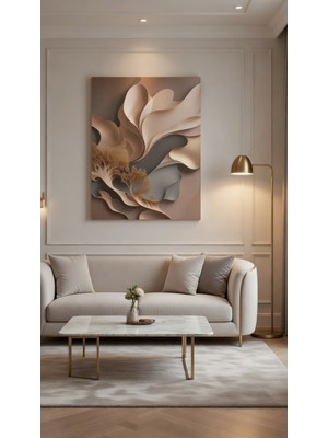 Safir Design Modern Soyut Kıvrımlar Kanvas Tablo Vizon ve Antrasit Dekoratif Duvar Sanatı