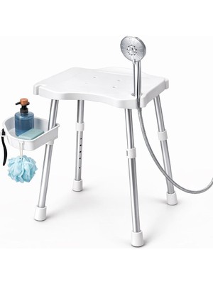 Genel Ayarlanabilir Sırtlıklı Kolluklu Duş Sandalyesi Banyo Taburesi Kaymaz Ayaklı