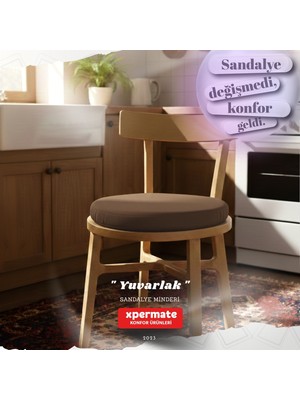 Xpermate Yuvarlak Sandalye Minderi Bağcıklı Yıkanabilir Sünger Minder Su Yağ İtici Mutfak Balkon Bahçe Tabure Minderi 40 cm