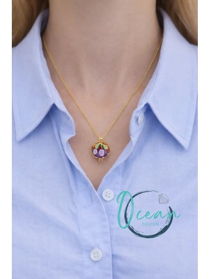 Oceandesign Paslanmaz Çelik Üzüm Figürlü Minimal Kadın Kolye 45 cm | Altın Renk Zincir, Günlük Kullanım