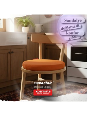 Xpermate Yuvarlak Sandalye Minderi Bağcıklı Yıkanabilir Sünger Minder Su Yağ İtici Mutfak Balkon Bahçe Tabure Minderi 40 cm