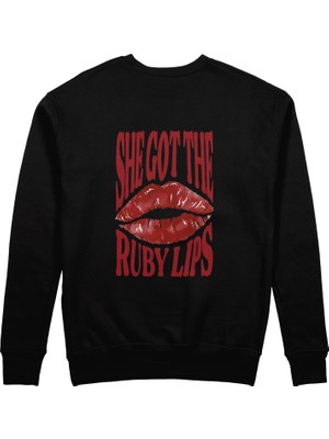 The Lucid Lab Ruby Lips Sweatshirt - Siyah