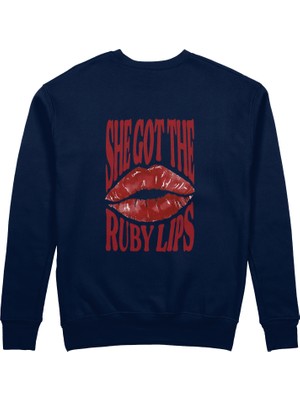 The Lucid Lab Ruby Lips Sweatshirt - Lacivert