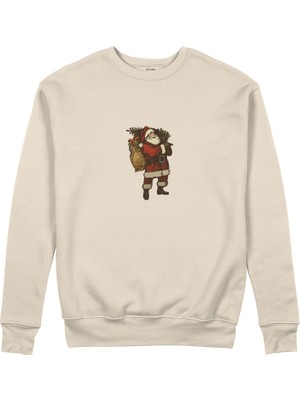 The Lucid Lab Vintage Santa Sweatshirt - Bej