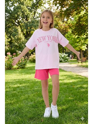 U.s. Polo Assn Kız Çocuk Iki Iplik Şortlu Takım Pembe