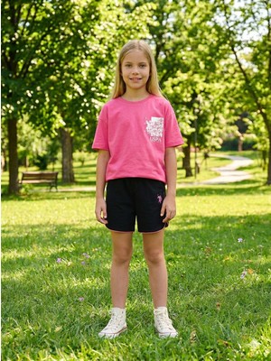 U.s. Polo Assn Kız Çocuk Süprem Şortlu Takım Pembe