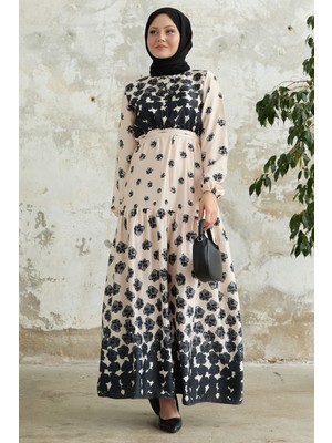 inStyle Yarım Düğmeli Siyah Saten Elbise