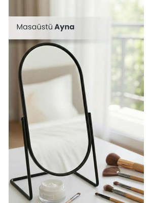 Orvila Siyah Dekoratif Masaüstü Makyaj Aynası Metal Siyah