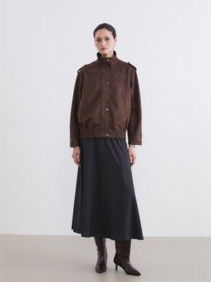 Lcw Kahverengi Dik Yaka Oversize Kadın Süet Görünümlü Ceket