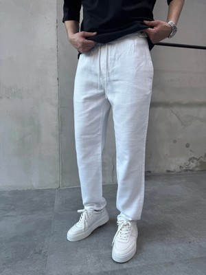 Difransel Jeans Erkek Relax Fit Lastikli Bel Keten Pantolon