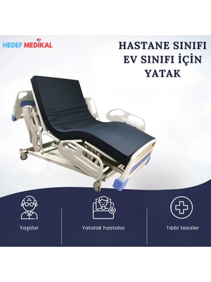 Hedef Medikal 3 Motorlu Hasta Karyolası Full Abs Asansörlü, Kumandalı, Ev ve Hastane Tipi