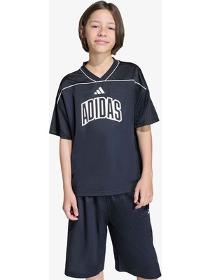 Adidas Stadium File Basketball Çocuk Siyah T-Shirt.-