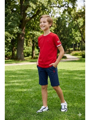 U.s. Polo Assn Erkek Çocuk Süprem Şortlu Takım Kırmızı