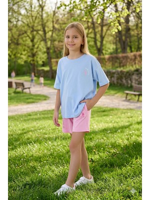 U.s. Polo Assn Kız Çocuk Süprem Şortlu Takım Mavi