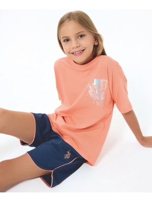 U.s. Polo Assn Kız Çocuk Süprem Şortlu Takım Turuncu
