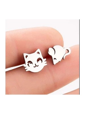 🌙 Midnight Shine – Kitty & Mouse Earrings 🐾