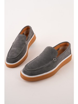 Muggo Covent Hakiki Süet Deri Bağcıksız Erkek Günlük Loafer Ayakkabı