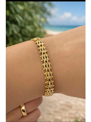 Lunays Xuping Örgü Zincir Model Zirkon Taşlı Kadın Bileklik