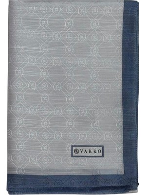 Vakko Pamuk Ipek Monogram Şal 44225-GÜMÜŞ Antrasit Melanj