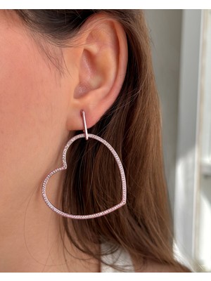 missamori 925 Ayar Gümüş Zirkon Taşlı Kalp Küpe