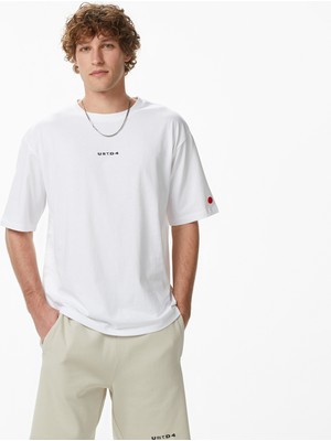 United4 Unıted4 Regular Fit Erkek Beyaz T-Shirt.beyaz