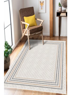 Pelura Halı Modern Çerçeveli Baskılı Kaymaz Yıkanabilir Salon Oturma Odası Mutfak Antre Halısı Yolluk