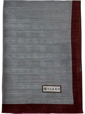 Vakko Pamuk Ipek Monogram Şal 44225-GRI