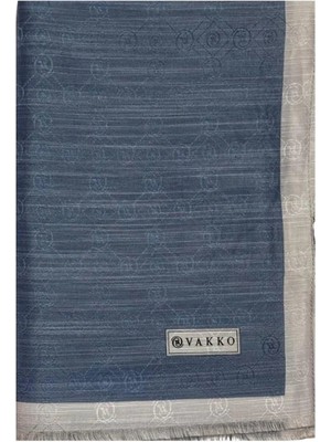 Vakko Pamuk Ipek Monogram Şal 44225-ANTRASIT Melanj Gümüş