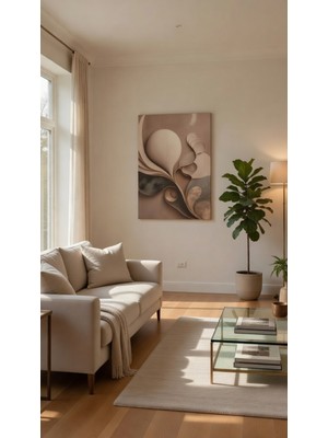 Safir Design Minimalist Beyaz Dokulu Soyut Kanvas Tablo