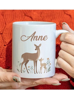 Bk Gift Anne ve Yavrusu Beyaz Kupa Bardak -12, Anneler Günü ve Kadınlar Günü Hediyesi