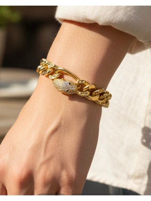 Lunays Xuping Kaplan Kafa Model Zirkon Taşlı Kadın Bileklik Vıp Seri