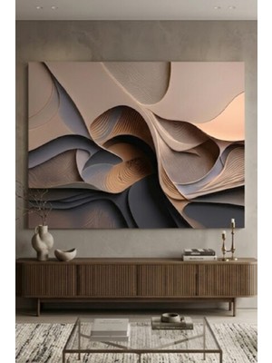 Safir Design Organik Kıvrımlar ve Derinlik Etkili Lüks Kanvas Tablo