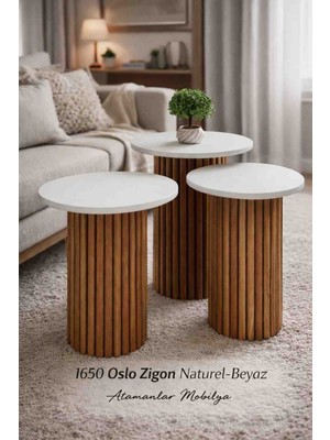 Oslo Naturel 3 Lü Zigon Ahşap Sehpa