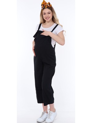 Luvmabelly Koyu Lacivert Hamile Salopet Pamuklu Regular Fit Günlük Kullanım İçin Rahat
