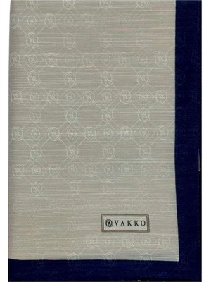 Vakko Pamuk Ipek Monogram Şal 44225-VIZON Lacivert