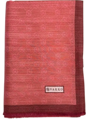 Vakko Pamuk Ipek Monogram Şal 44225-GÜL Kurusu