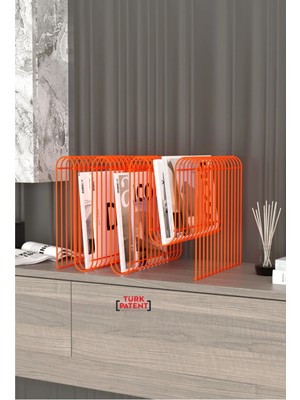 Boz Concept Home Koltuk Yanı Metal Dergilik Space Age Dekoratif Metal Gazetelik, Plaklık ve Ev Düzenleyici Kitap Rafı