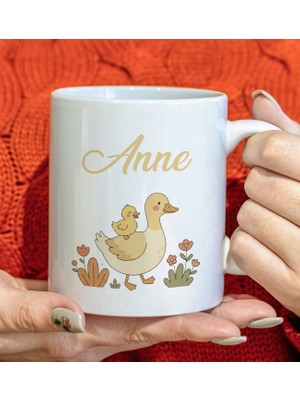 Bk Gift Anne ve Yavrusu Beyaz Kupa Bardak -1, Anneler Günü ve Kadınlar Günü Hediyesi