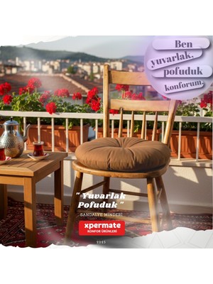 Xpermate Pofuduk Yuvarlak Sandalye Minderi | Mutfak, Balkon, Bahçe Dekoratif Oturma Minderi | Yumuşak Dolgu