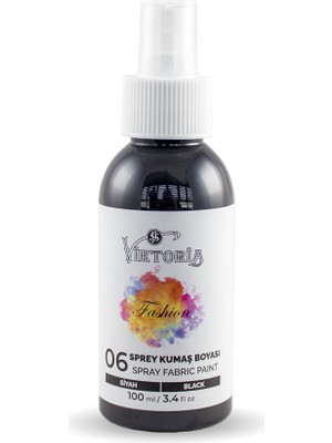 Viktoria Siyah 100 ml Sprey Kumaş Boyası Su Bazlı Kullanım Kolaylığı ile Yüksek Kalite