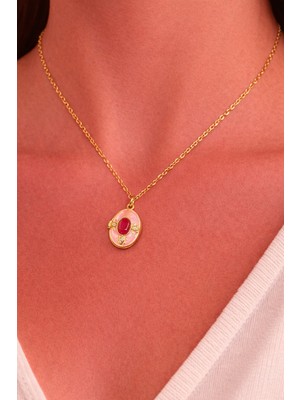 Melisa Takı & Aksesuar 316L Çelik Gold Renk Alya Açılır Resimli Taşlı Kolye