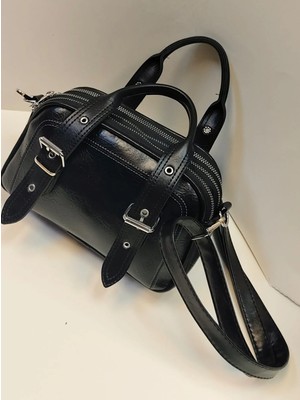 Mercan Bags Kadın Kemer Detaylı Kırışık Dokulu Deri Görünümlü Günlük El Kol ve Omuz Çantası