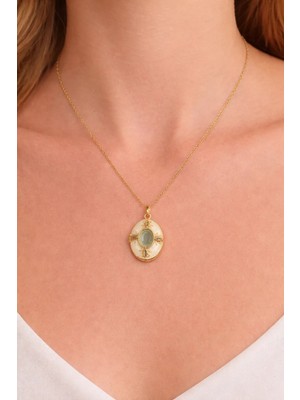 Melisa Takı & Aksesuar 316L Çelik Gold Renk Alya Açılır Resimli Taşlı Kolye