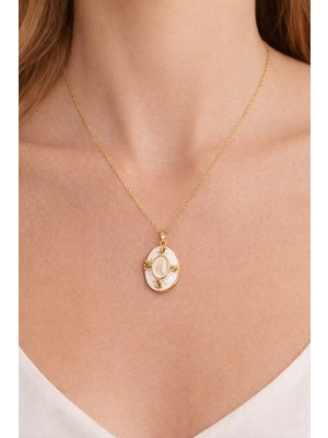 Melisa Takı & Aksesuar 316L Çelik Gold Renk Alya Açılır Resimli Taşlı Kolye