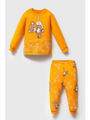 Mahfel %100 Pamuklu Bebek&çocuk Pijama Takımı S. Ayıcık Hardal