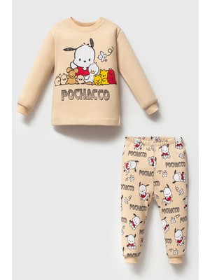 Mahfel %100 Pamuklu Bebek&çocuk Pijama Takımı Pochacco Krem
