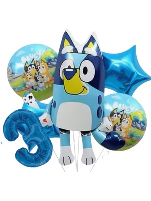 Petityu Bluey Folyo Balon Seti Doğumgünü Balon 3 Yaş